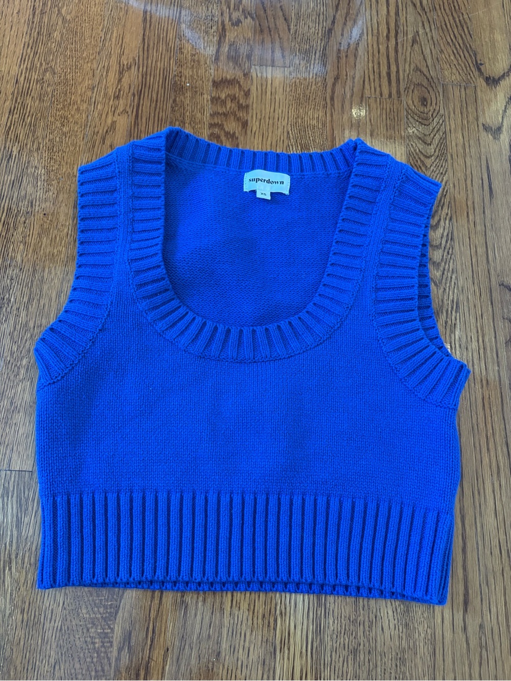 Superdown Revolve Royal Blue Sweater Vest Crop Top